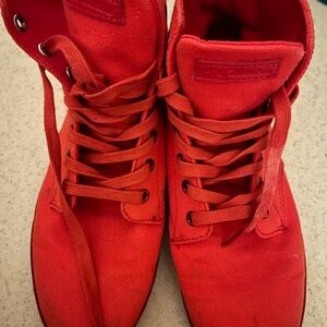 Red Canvas Hackney High-Top Dr. Martens Size 8